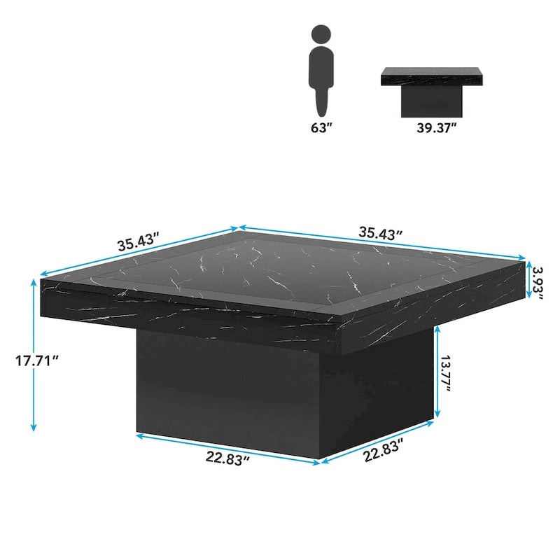 Table basse carrée à LED marron / gris / noir / jaune / beige / naturelle, bois d'ingénierie, 1 pièce
