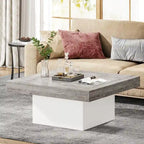 Table basse carrée à LED marron / gris / noir / jaune / beige / naturelle, bois d'ingénierie, 1 pièce
