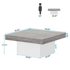 Table basse carrée à LED marron / gris / noir / jaune / beige / naturelle, bois d'ingénierie, 1 pièce