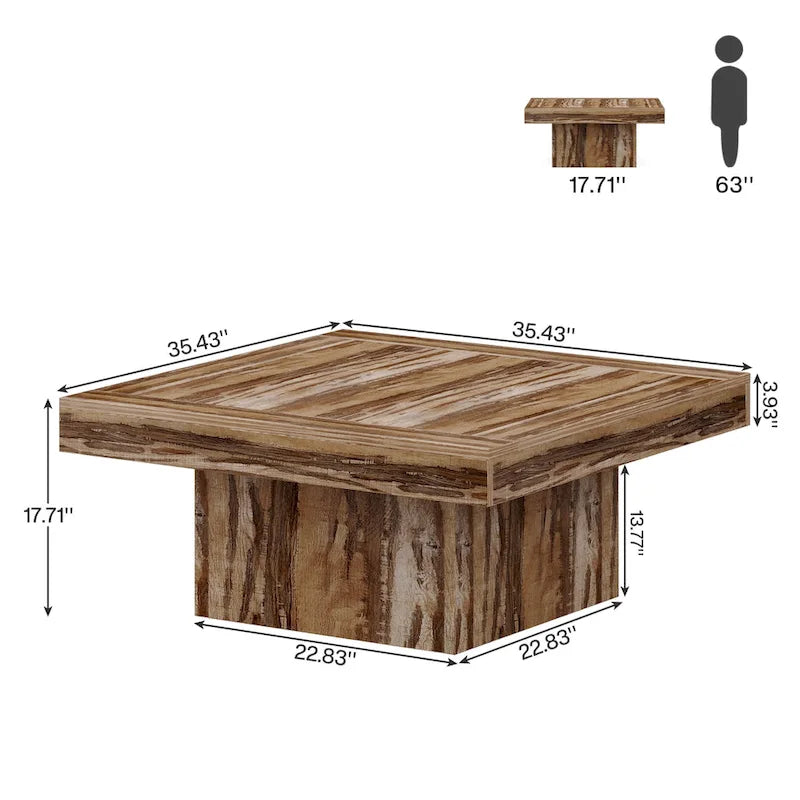 Table basse carrée à LED marron / gris / noir / jaune / beige / naturelle, bois d'ingénierie, 1 pièce