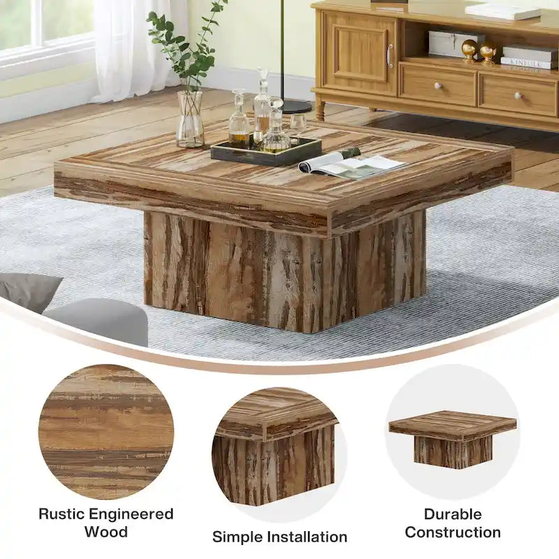 Table basse carrée à LED marron / gris / noir / jaune / beige / naturelle, bois d'ingénierie, 1 pièce