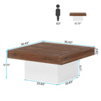Table basse carrée à LED marron / gris / noir / jaune / beige / naturelle, bois d'ingénierie, 1 pièce