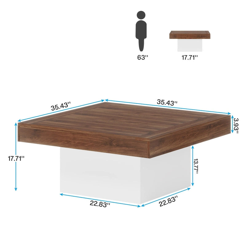 Table basse carrée à LED marron / gris / noir / jaune / beige / naturelle, bois d'ingénierie, 1 pièce