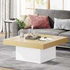 Table basse carrée à LED marron / gris / noir / jaune / beige / naturelle, bois d'ingénierie, 1 pièce