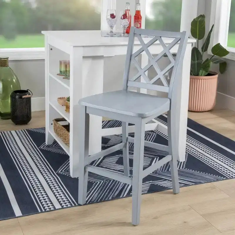 Tabouret de bar hauteur comptoir, dossier en X, individuel, gris clair / blanc pur / graphite / vert menthe