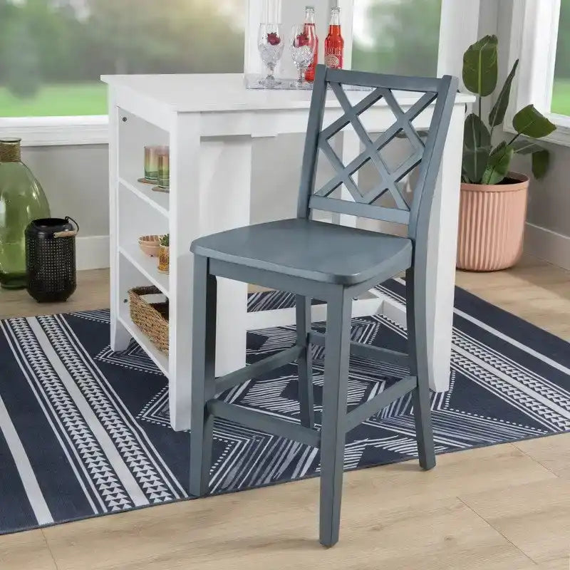 Tabouret de bar hauteur comptoir, dossier en X, individuel, gris clair / blanc pur / graphite / vert menthe