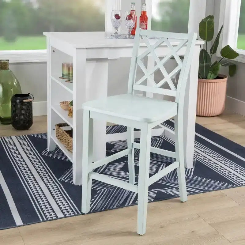 Tabouret de bar hauteur comptoir, dossier en X, individuel, gris clair / blanc pur / graphite / vert menthe