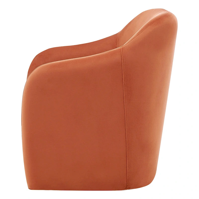 Fauteuil d'appoint en velours mandarine, une place