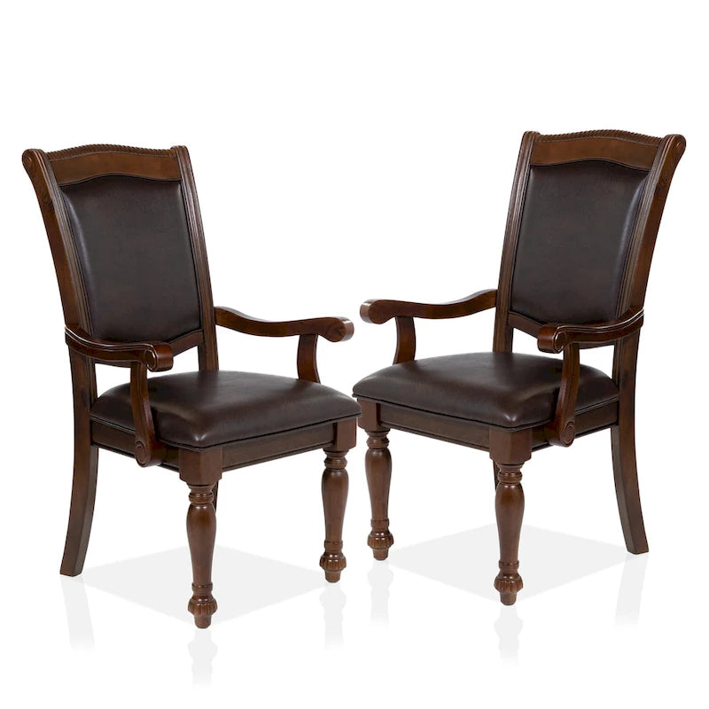 Fauteuils de salle à manger en similicuir brun cerise, lot de 2