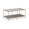 Table basse rectangulaire en cuivre et verre, 1 niveau, pour 1 à 2 personnes