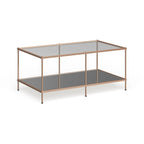Table basse rectangulaire en cuivre et verre, 1 niveau, pour 1 à 2 personnes