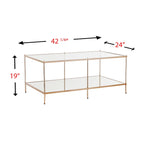 Table basse rectangulaire en cuivre et verre, 1 niveau, pour 1 à 2 personnes