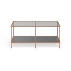 Table basse rectangulaire en cuivre et verre, 1 niveau, pour 1 à 2 personnes