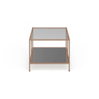 Table basse rectangulaire en cuivre et verre, 1 niveau, pour 1 à 2 personnes