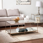 Table basse rectangulaire en cuivre et verre, 1 niveau, pour 1 à 2 personnes
