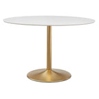 Table de salle à manger ovale sur pied Blanc/Doré