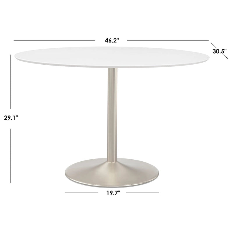 Table de salle à manger ovale sur pied Blanc/Doré