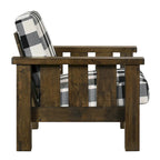 Fauteuil rustique en chêne à carreaux une place