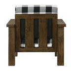 Fauteuil rustique en chêne à carreaux une place