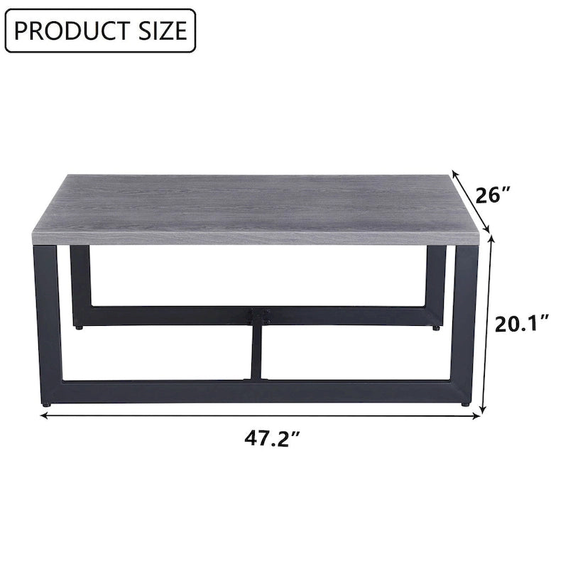 Table basse rectangulaire grise pour 1 à 2 personnes