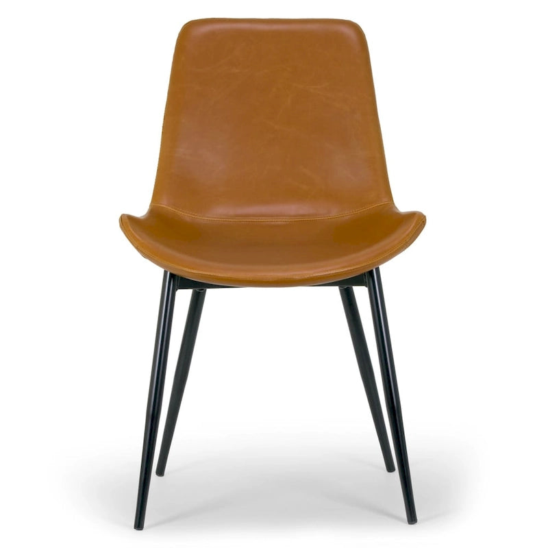 Chaise de salle à manger en similicuir marron, lot de 2