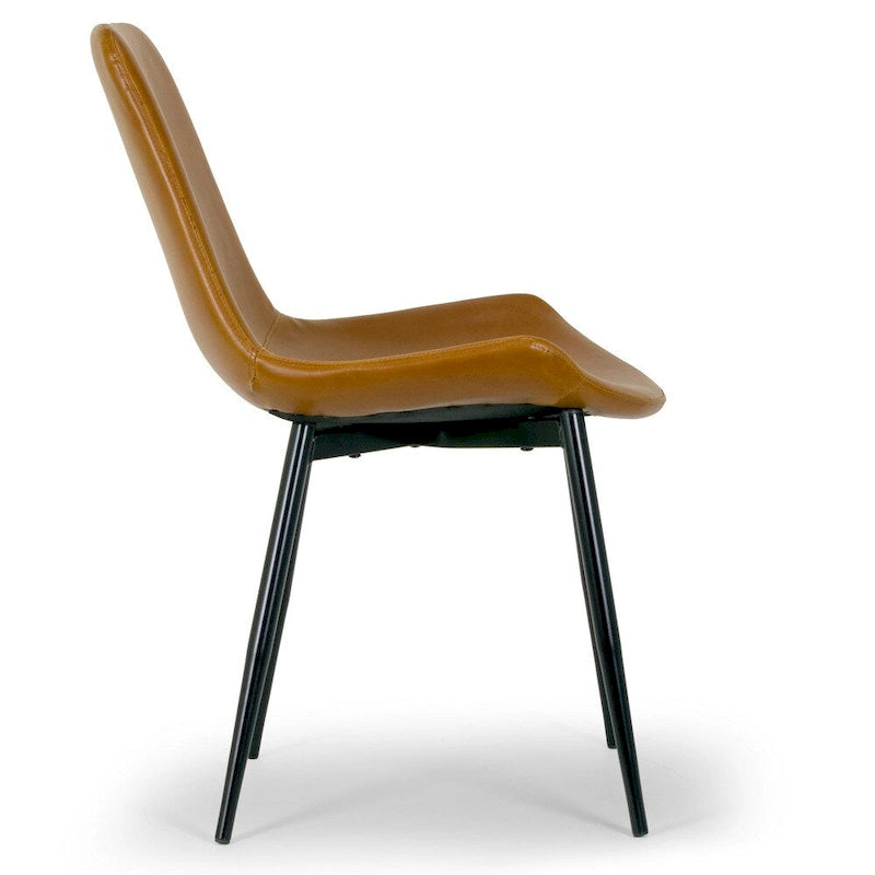 Chaise de salle à manger en similicuir marron, lot de 2