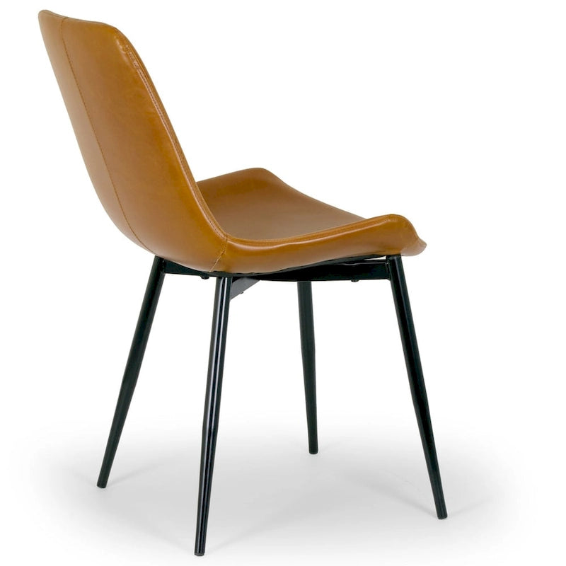 Chaise de salle à manger en similicuir marron, lot de 2