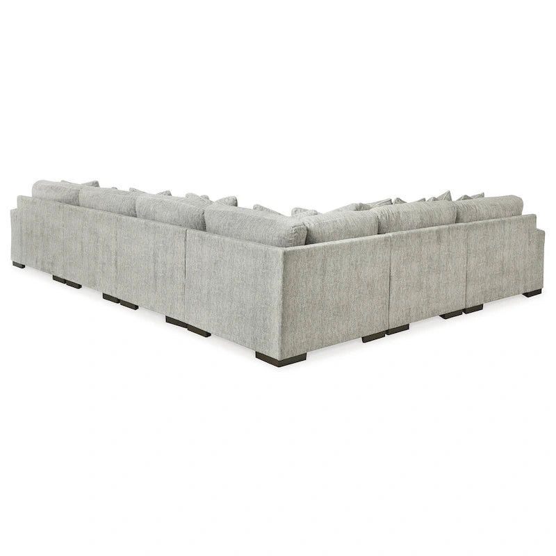 Canapé d'angle 6 places en polyester étain, angle droit