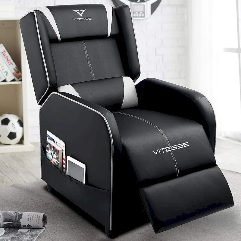 Fauteuil inclinable de course à dossier haut pour 1 personne blanc/bleu/vert/violet/rouge/gris