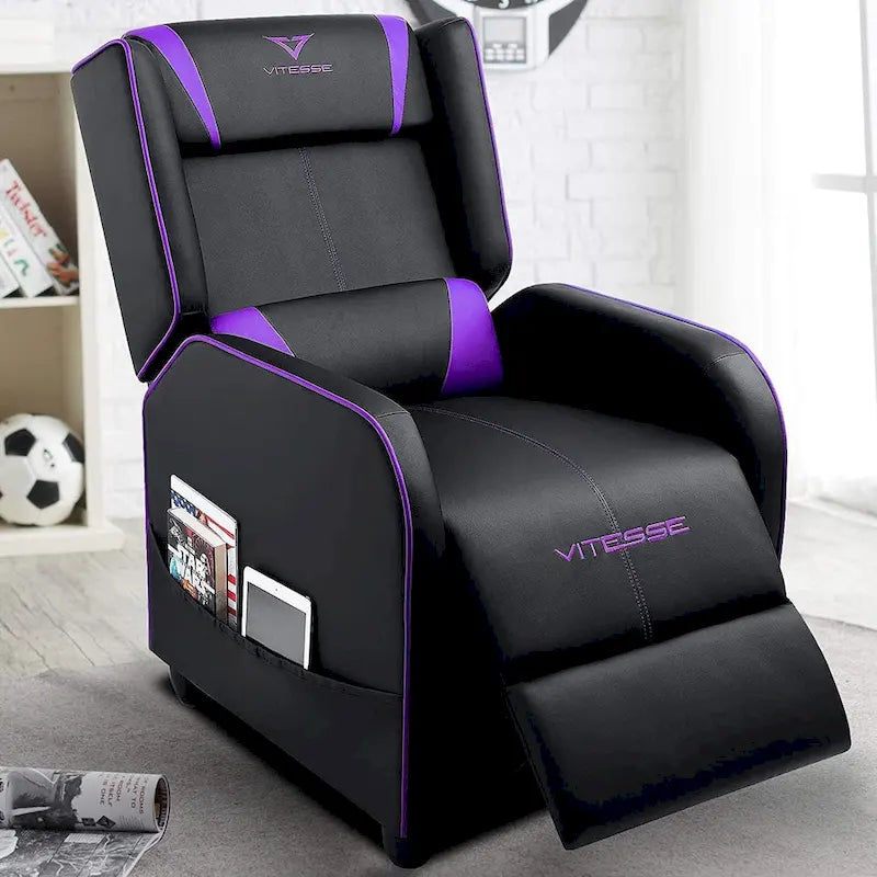 Fauteuil inclinable de course à dossier haut pour 1 personne blanc/bleu/vert/violet/rouge/gris