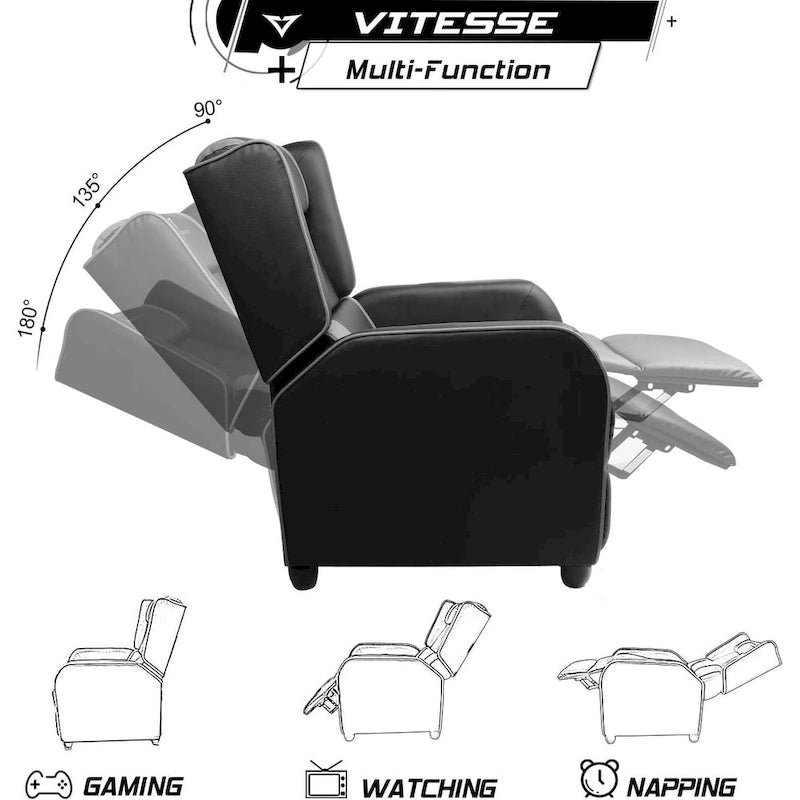 Fauteuil inclinable de course à dossier haut pour 1 personne blanc/bleu/vert/violet/rouge/gris