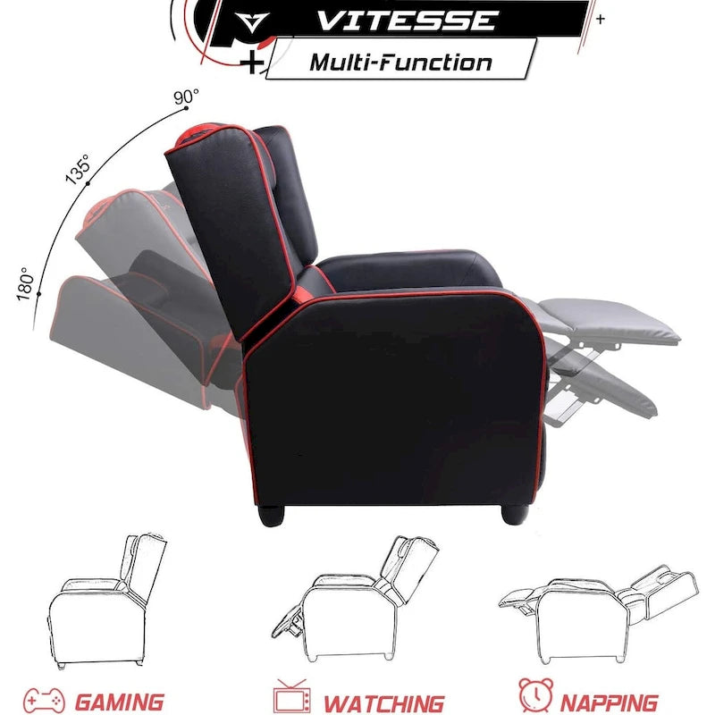 Fauteuil inclinable de course à dossier haut pour 1 personne blanc/bleu/vert/violet/rouge/gris