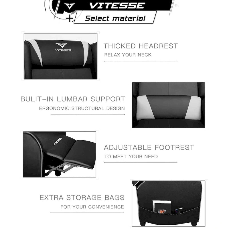 Fauteuil inclinable de course à dossier haut pour 1 personne blanc/bleu/vert/violet/rouge/gris
