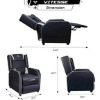 Fauteuil inclinable de course à dossier haut pour 1 personne blanc/bleu/vert/violet/rouge/gris