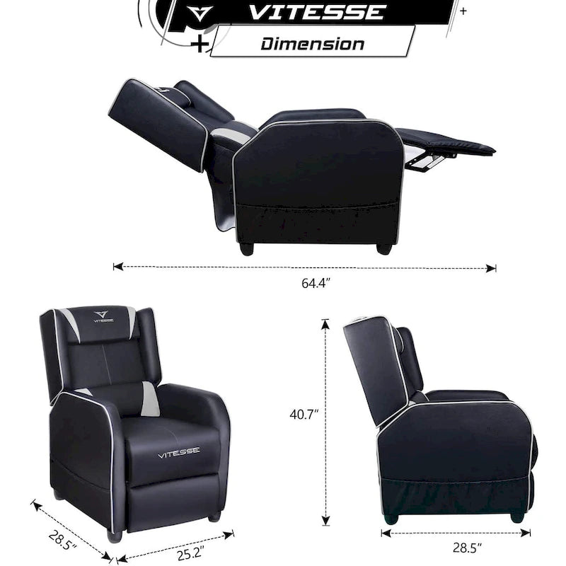 Fauteuil inclinable de course à dossier haut pour 1 personne blanc/bleu/vert/violet/rouge/gris