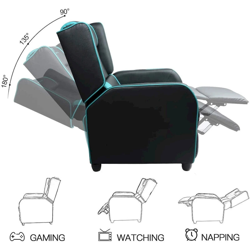 Fauteuil inclinable de course à dossier haut pour 1 personne blanc/bleu/vert/violet/rouge/gris