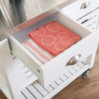 Chariot de cuisine roulant blanc/gris avec rangement, 2 tiroirs