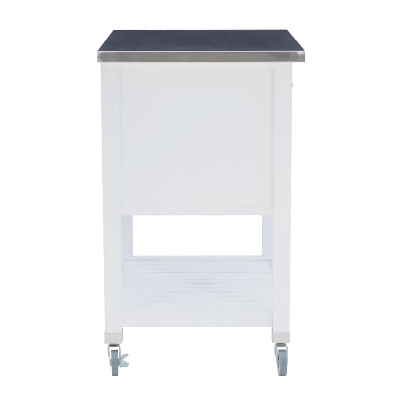 Chariot de cuisine roulant blanc/gris avec rangement, 2 tiroirs