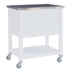 Chariot de cuisine roulant blanc/gris avec rangement, 2 tiroirs