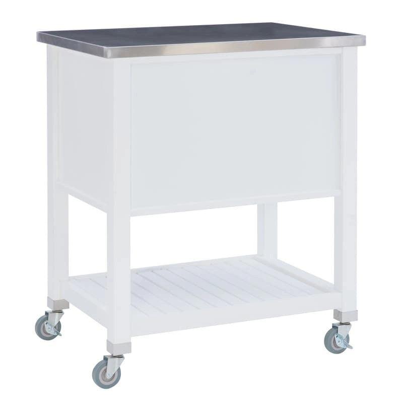 Chariot de cuisine roulant blanc/gris avec rangement, 2 tiroirs