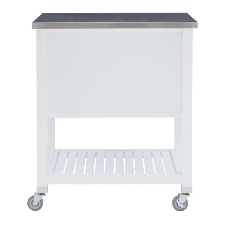 Chariot de cuisine roulant blanc/gris avec rangement, 2 tiroirs