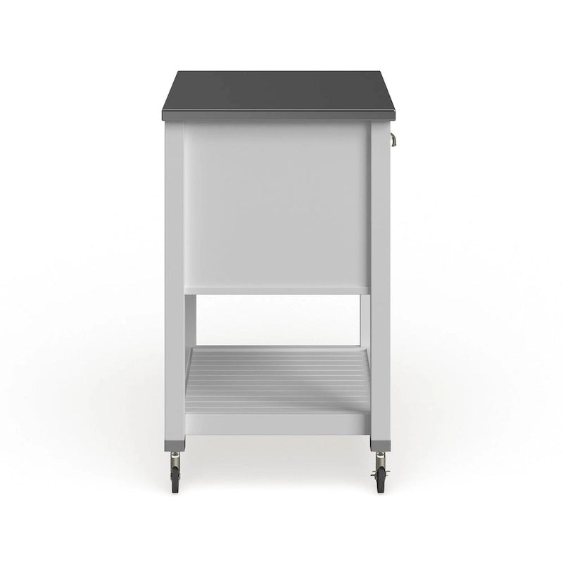 Chariot de cuisine roulant blanc/gris avec rangement, 2 tiroirs