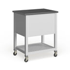 Chariot de cuisine roulant blanc/gris avec rangement, 2 tiroirs