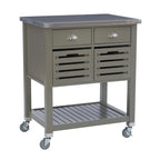 Chariot de cuisine roulant blanc/gris avec rangement, 2 tiroirs