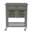 Chariot de cuisine roulant blanc/gris avec rangement, 2 tiroirs