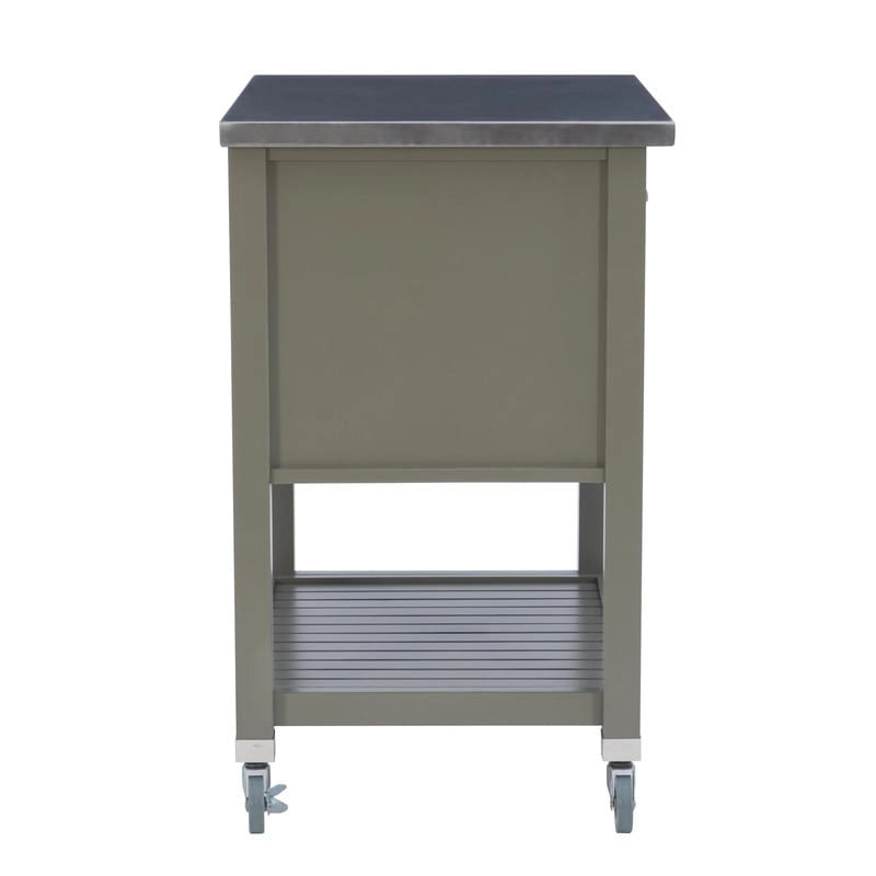 Chariot de cuisine roulant blanc/gris avec rangement, 2 tiroirs