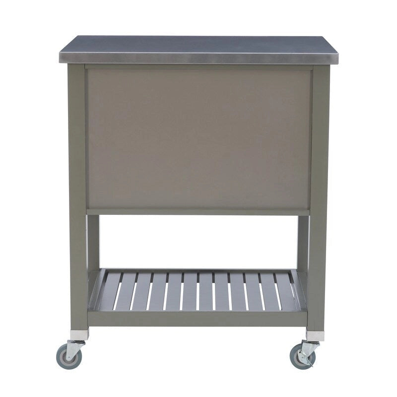 Chariot de cuisine roulant blanc/gris avec rangement, 2 tiroirs