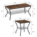 Ensemble de 3 tables basses rétro (marron / noir / gris anthracite / gris chêne) pour 1 pièce