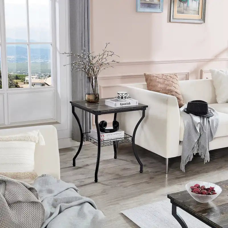 Ensemble de 3 tables basses rétro (marron / noir / gris anthracite / gris chêne) pour 1 pièce