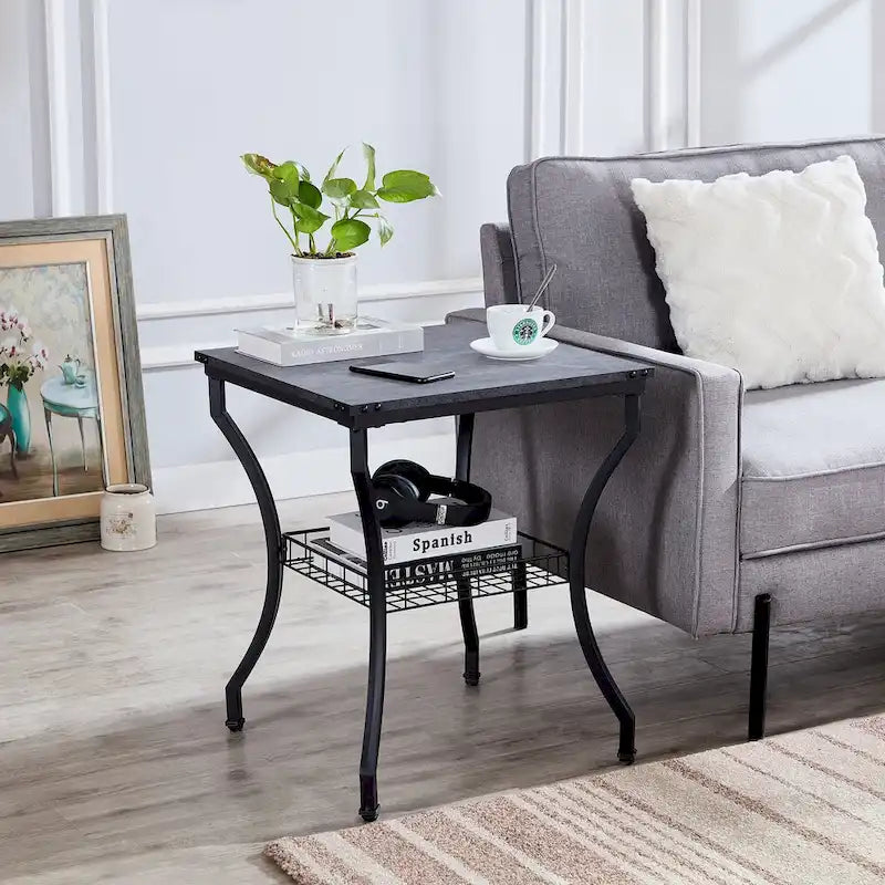 Ensemble de 3 tables basses rétro (marron / noir / gris anthracite / gris chêne) pour 1 pièce